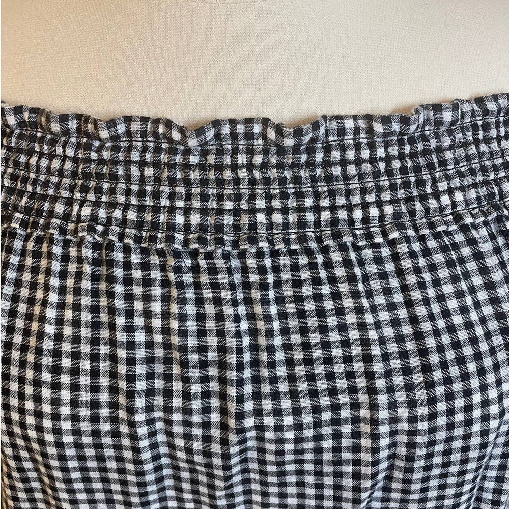 *Rag & Bone Checkered Off the Shoulder Top Smocking Black&White Size Small - Picture 6 of 9